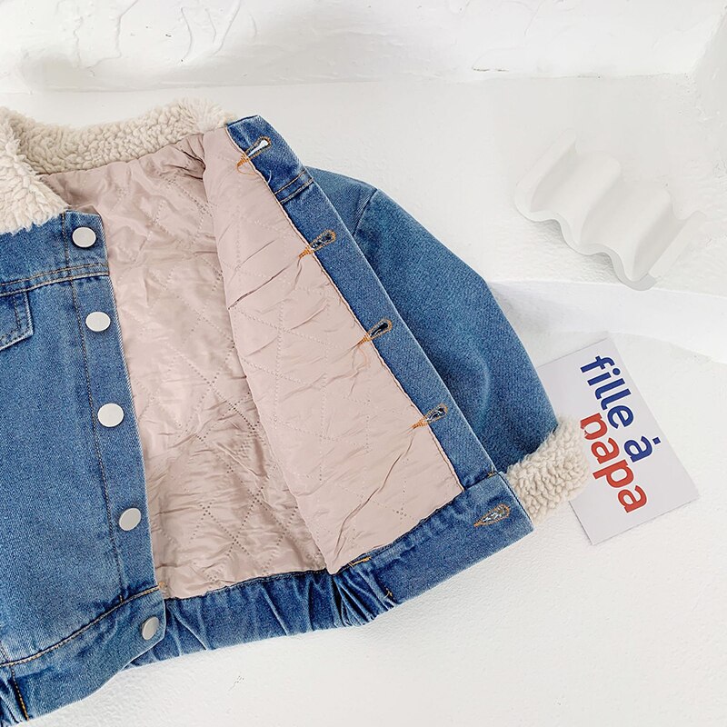 Autumn Children Girls Long Sleeve Warm Fleece Coat Kids Denim Jackets Jackets For Girls