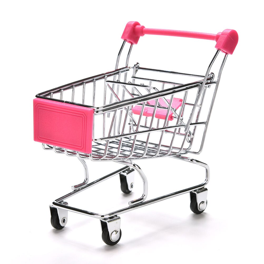 Colorful Funny Mini Supermarket Shopping Cart Trolley Pet Bird Parrot Hamster Toy 1pcs: Rose