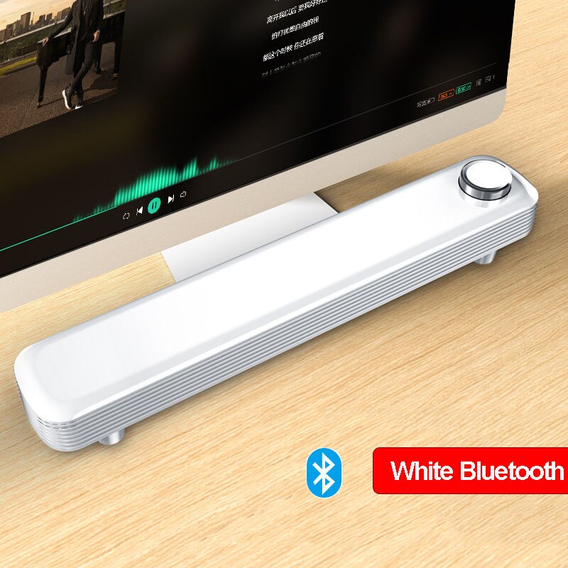 SADA Computer Speaker Bar Stereo Sound subwoofer Bluetooth Speaker For Macbook Laptop Notebook PC Music Player Wired Loudspeaker: White bluetooth