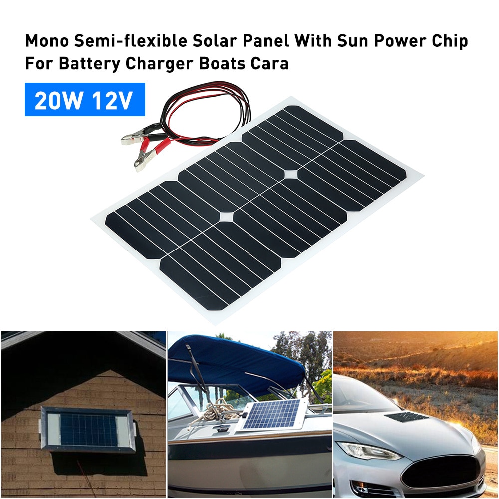 20 W 12 V Mono Semi-flexibele Zonnepaneel Met Sunpower Chip Voor Batterij Oplader Boten Cara