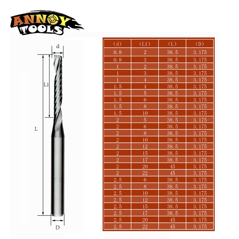 10pcs drill bit diameter 3.175mm CNC cutter cutting tools for CNC Machine woodworking