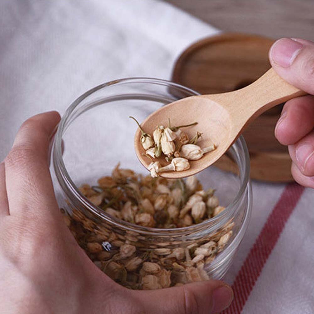 Mini träsked kök krydda sked trä socker te kaffe skopa små korta kryddor skedar redskap matlagningsverktyg
