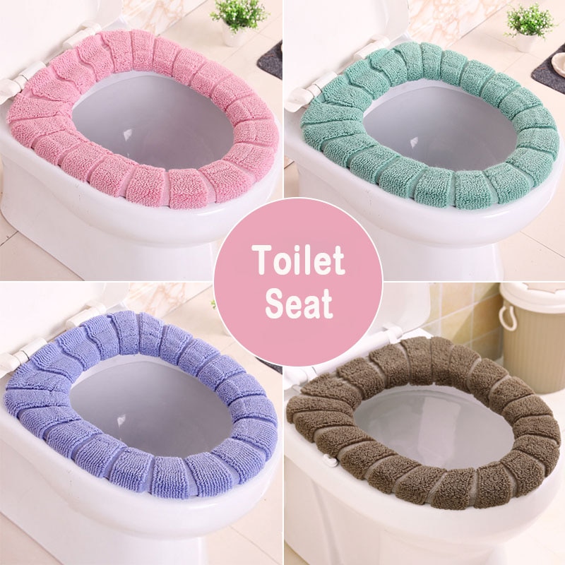 4 farve badeværelse toilet sædeovertræk vinter softwarm toilet låg betræk tilbehør hjemmebrug toiletmåtte sæde