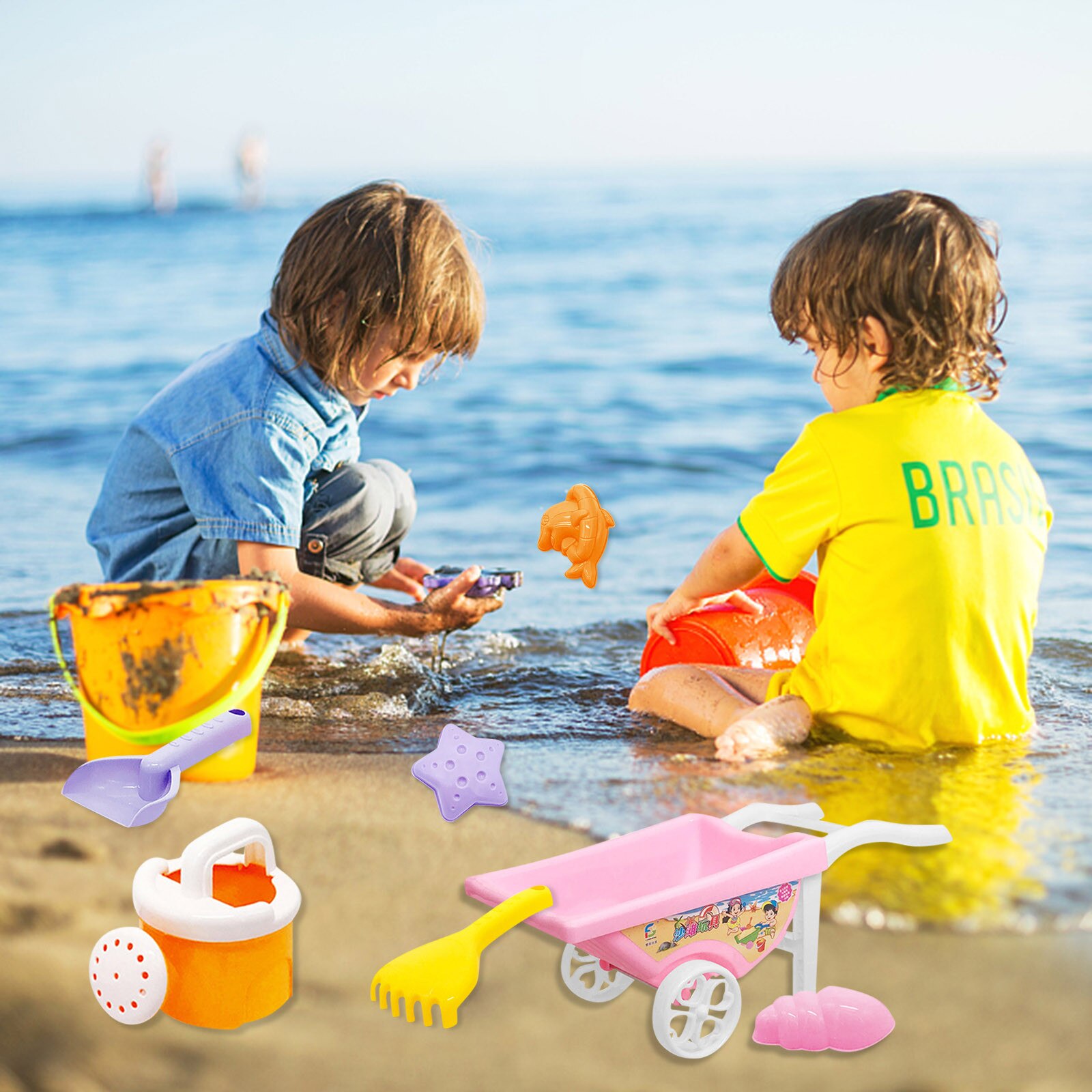 40 #7Pcs Zachte Strand Speelgoed En Sneeuw Multifunctionele Ouder-kind Interactieve Outdoor Speelgoed Set Emmer Schop Zand baggerschip Water Speelgoed