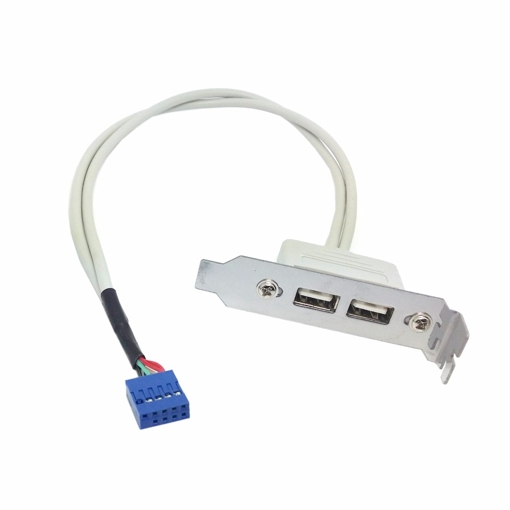 CY Low Profile 8 cm Hoogte USB 2.0 Vrouwelijke achterpaneel Moederbord 9pin kabel met PCI bracket 30 cm