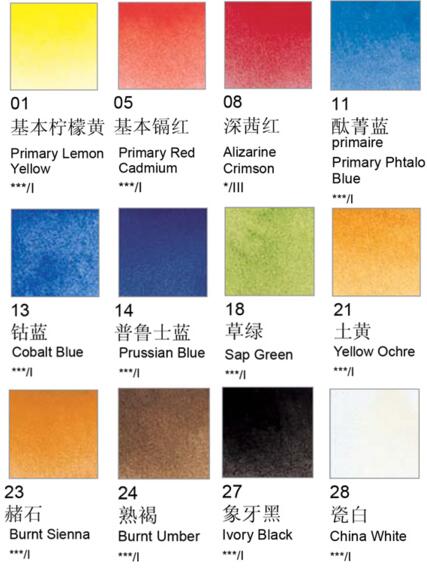 Pebeo studio aquarelle akvareller akvarel maling sæt 12ml rør 12 farver 18 farver 24 farver: 12 farver