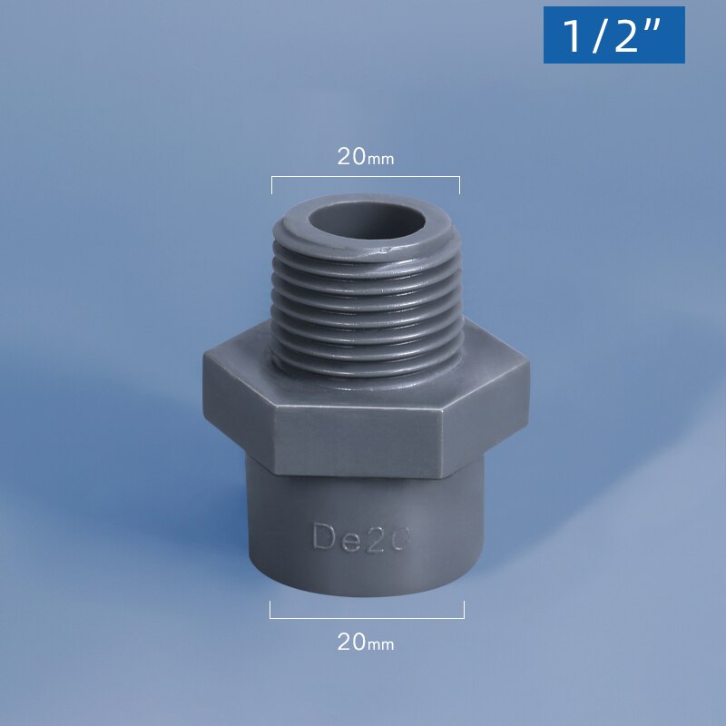 1Pcs Pvc Buisleidingen Buitendraad Slang Connector Huis Tuin Ibc Watertank Verbinding Plastic Gewrichten Adapter: 20mm