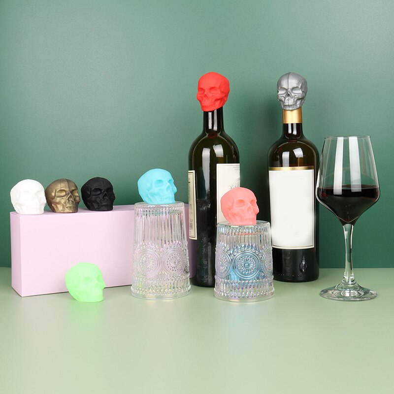 Wine Bottle Stopper Silicone Reusable Skull Shape Silicone Bottle Cork Keep Wine Fresh For Home Party XHC88