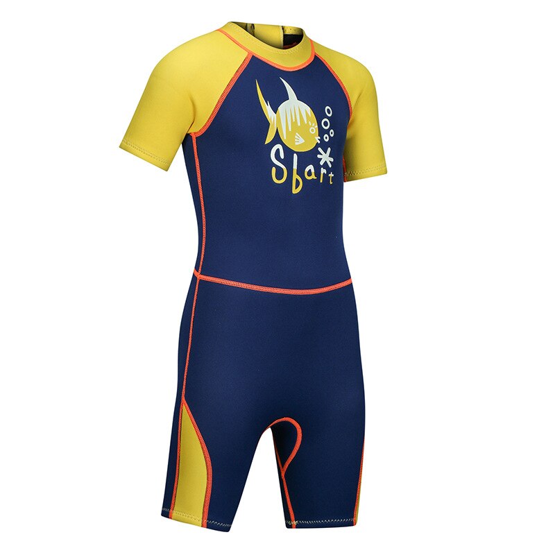 Sbart 2 MILLIMETRI Muta In Neoprene Bambini Delle Ragazze Dei Ragazzi di Un Pezzo del Costume Da Bagno Del Bambino Dei Bambini Scuba Snorkel Diving Vestiti Kitesurf Manica Corta CO: yellow / S 73 to 95cm