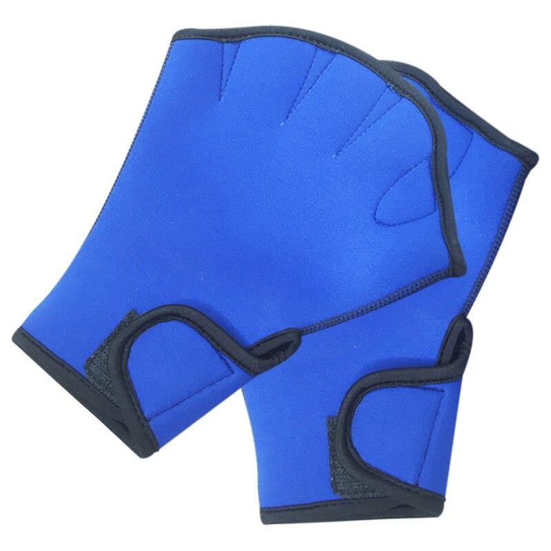Swimming Gloves - Webbed Flippers - Fitness Training Paddles - Adjustable Straps - Adult: Blue / M