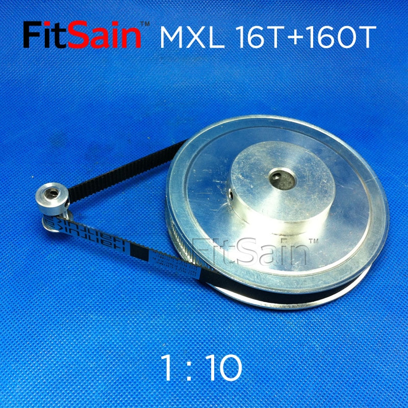 FitSain-MXL 16T+160T 1:10 Width 10mm Synchronous Wheel Stepper Motor Pulley Gear Reduction