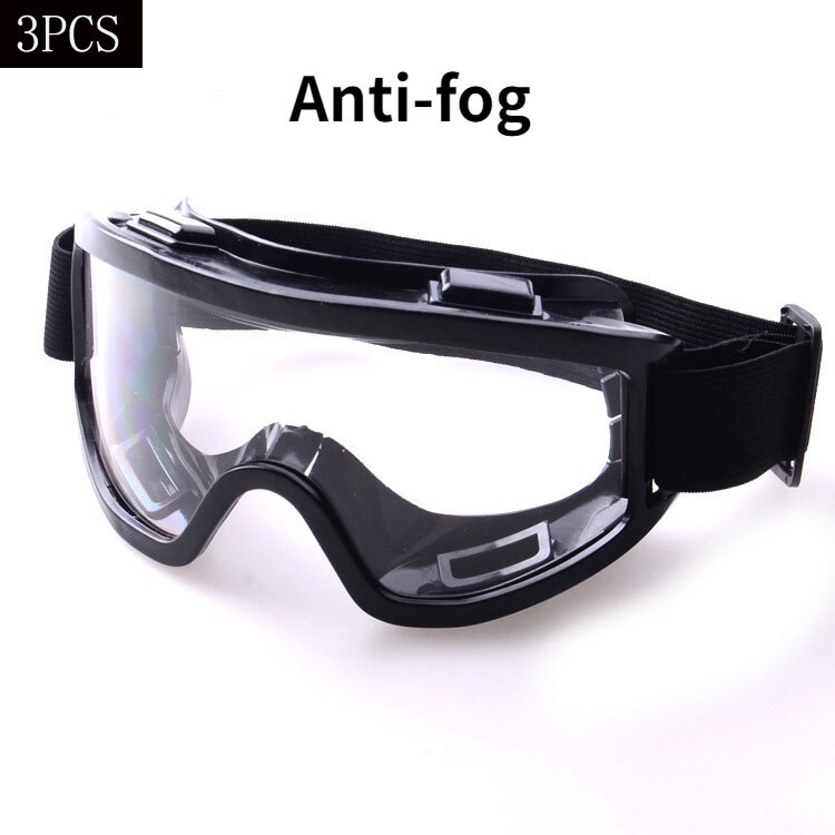 Safety Anti-Fog splash Goggle Dust-Proof Wind-Proof Labor Work Lab Eyewear Eye Protection Protective Research Glasses Clear Lens: 3PCS-Black