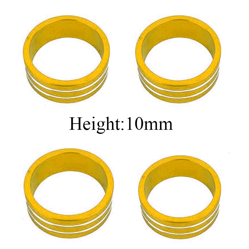 Vástago separador de auriculares de aleación de aluminio y fibra de carbono para bicicletas de montaña, accesorios ultraligeros para bicicletas de carretera y montaña: gold 4pc