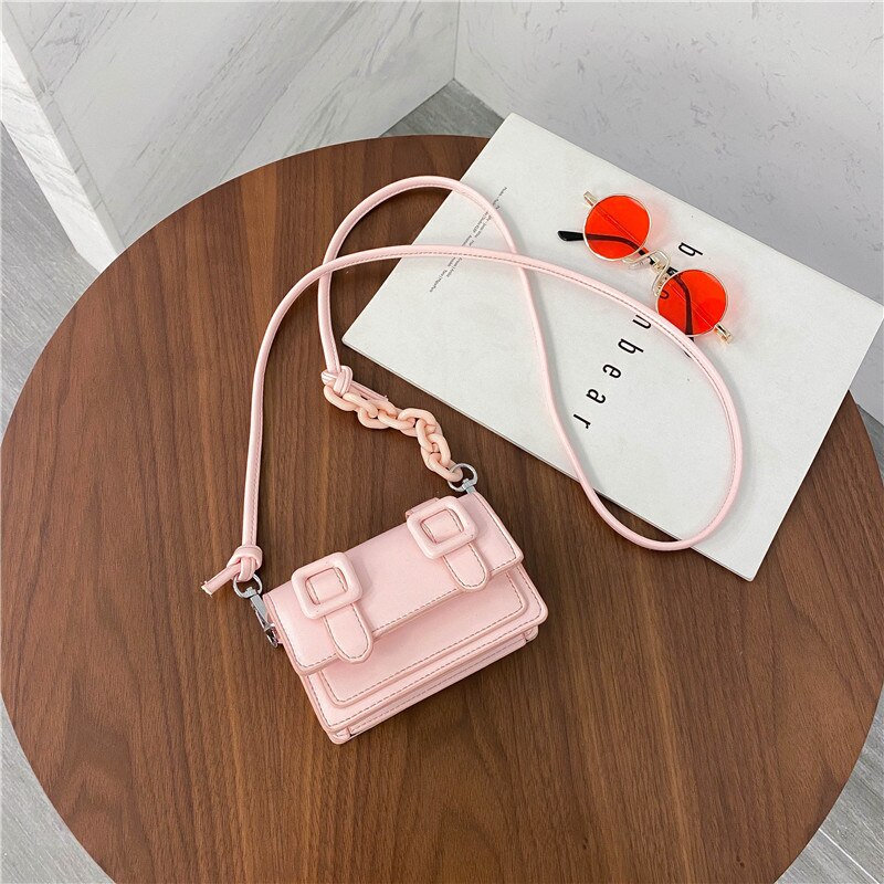 Candy farben Mini Platz crossbody-tasche Neue High PU Leder frauen Handtasche Reise Schulter Messenger tasche: Pink