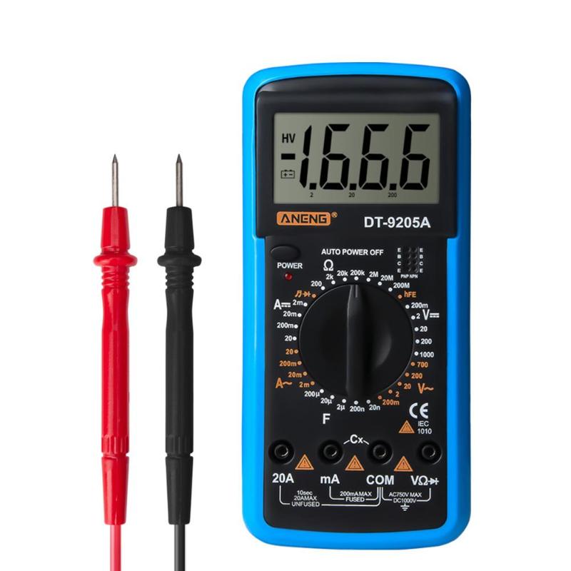 Aneng dt -9205a digital voltmeter strømspændingsmåler modstandstester: -en