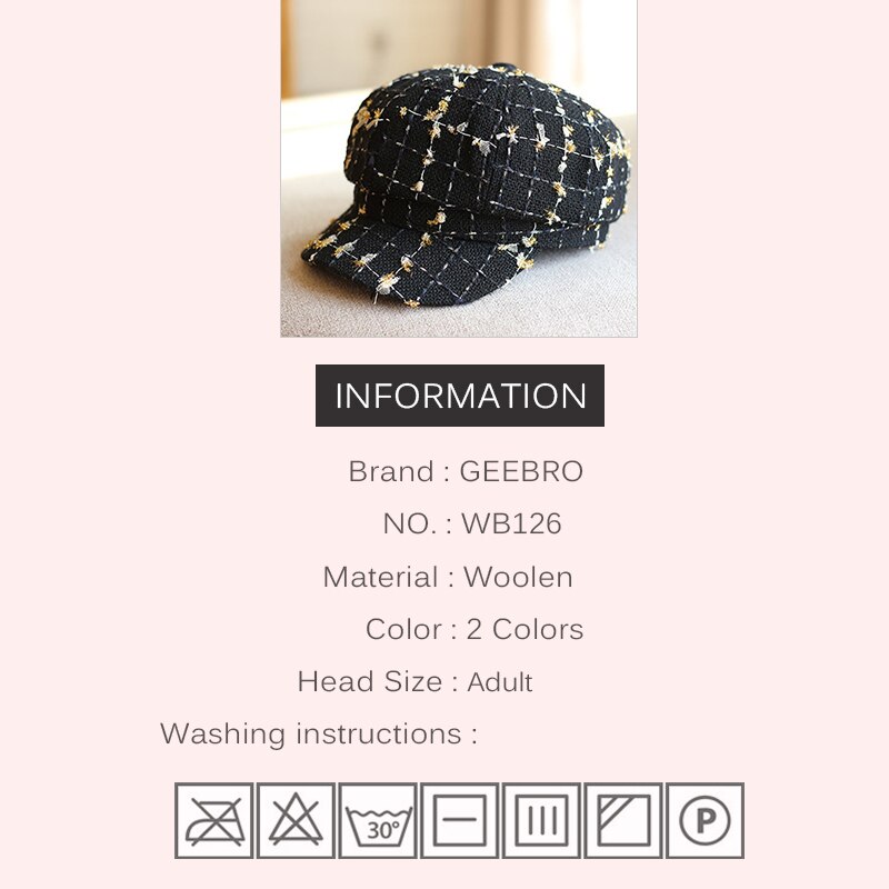 Geebro kvindelige efterår vinter british hat retro wildwomen ottekantet newsboy hætte damer afslappet baret vintage kunstner maler hat