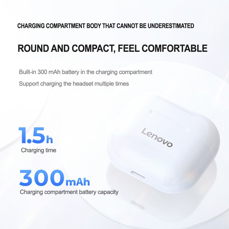 Lenovo LP40 Wireless Bluetooth Headphones V5.0 Touch Control Earphones Stereo HD Mic Talking with 300mAh Battery IPX5 Waterproof