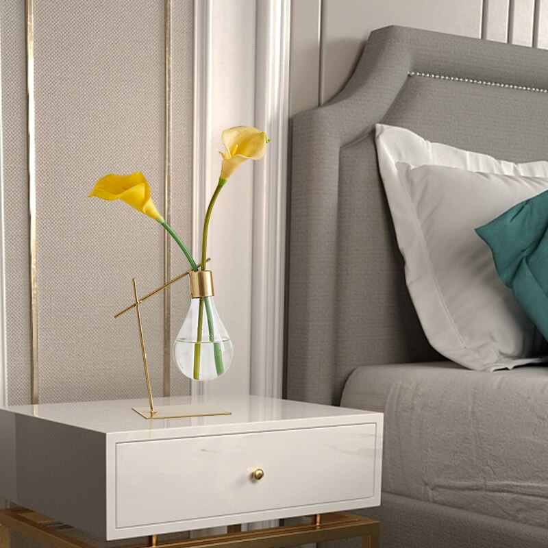 Glasvas med blomvas hem vardagsrum dekoration glödlampa hydroponisk vas bröllopstillbehör sovrum skrivbord tillbehör moderna