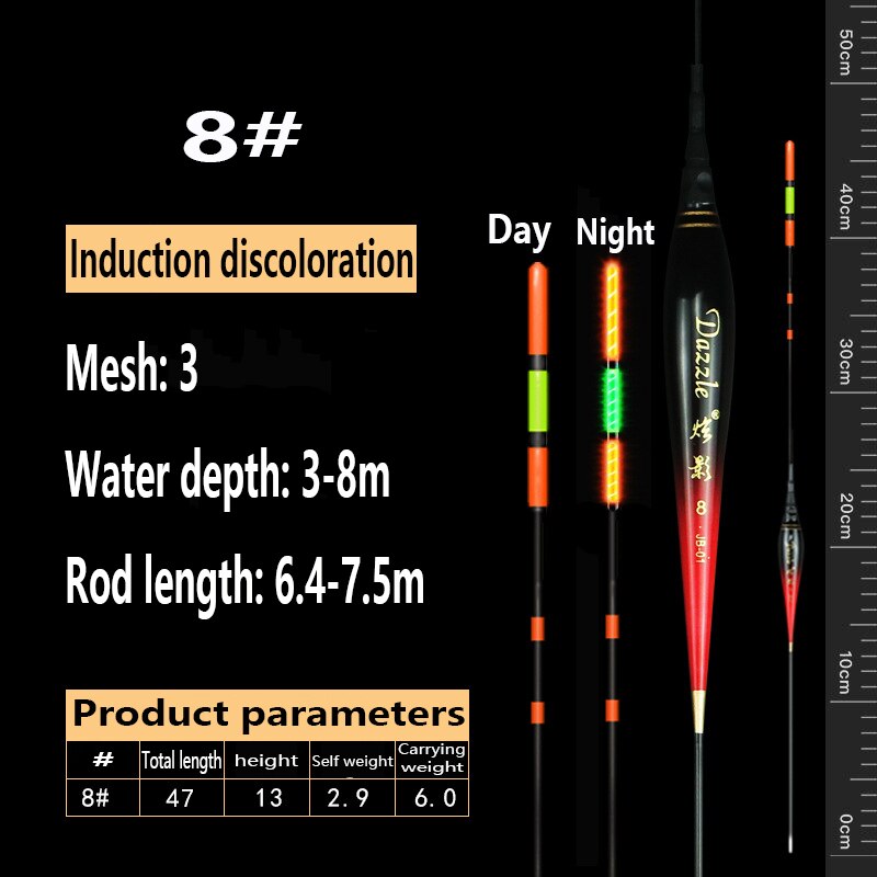 Smart Fishing Led Light Float Luminous Glowing color float Including battery Remind High Sensitivity Alarm Fish Bite angeln: 8