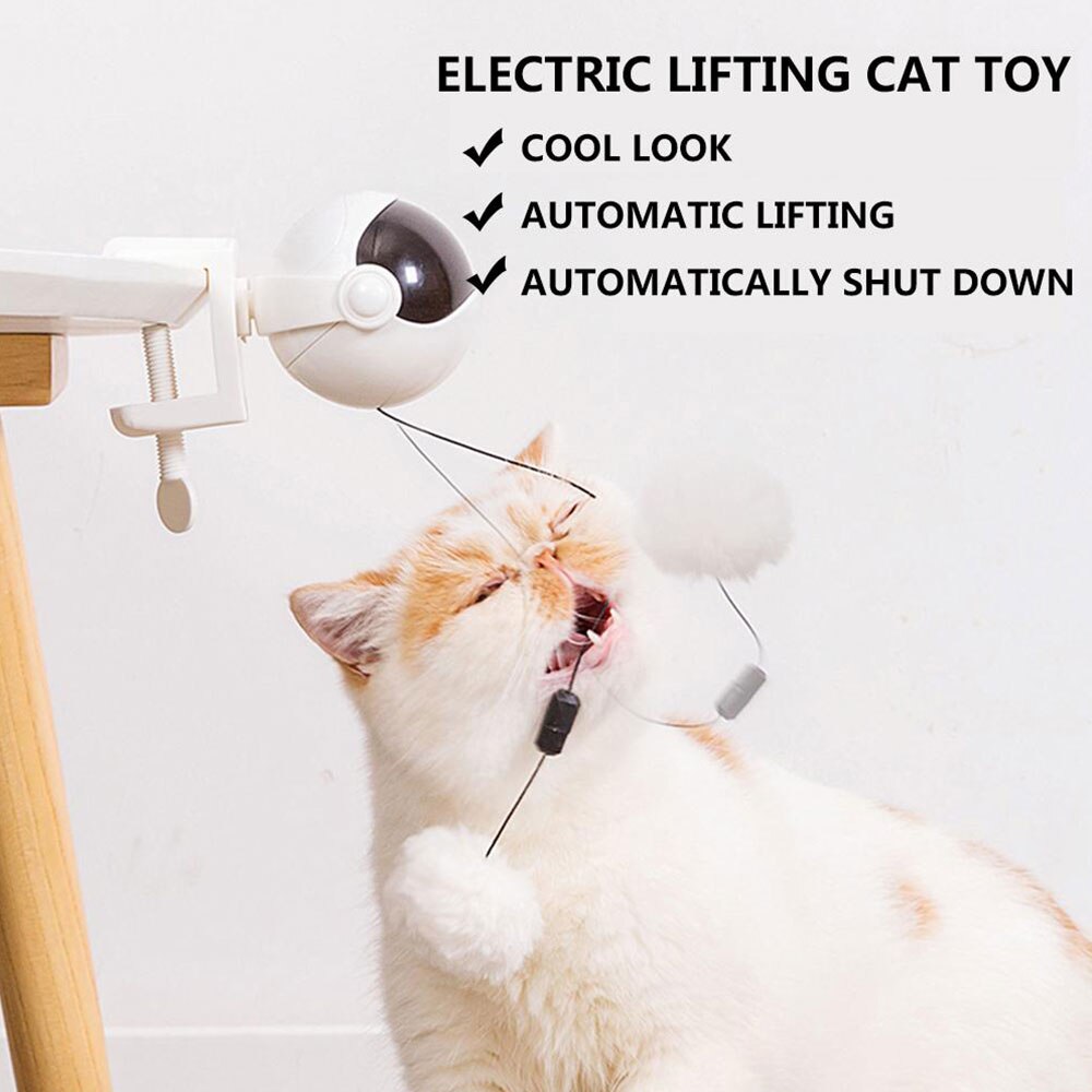 Elektrisk katteleke automatisk løfting katt ball leke interaktiv puslespill smart kjæledyr katt ball fjær leker løfte baller katt kjæledyr forsyning