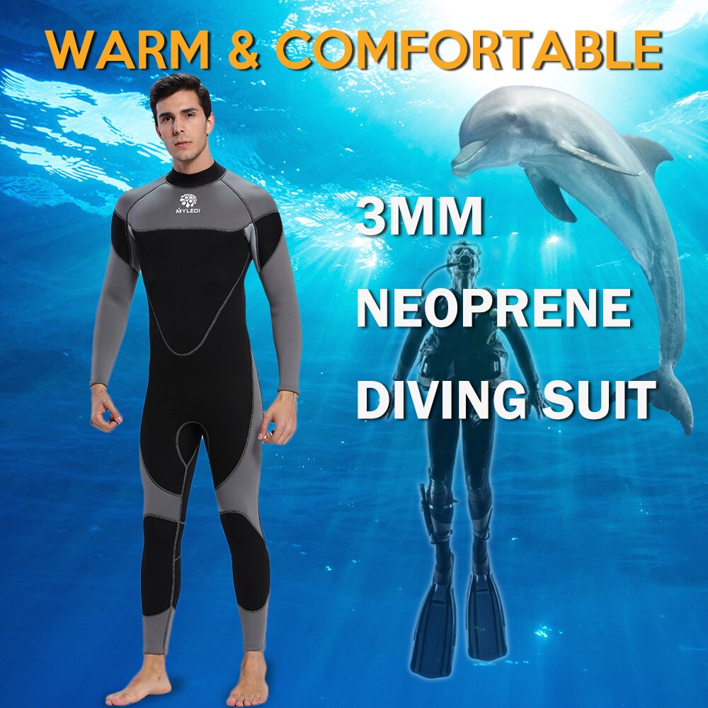 Traje de neopreno de 3mm para hombre, traje de baño para surfear, nadar y bucear, mono completo, deportes acuáticos