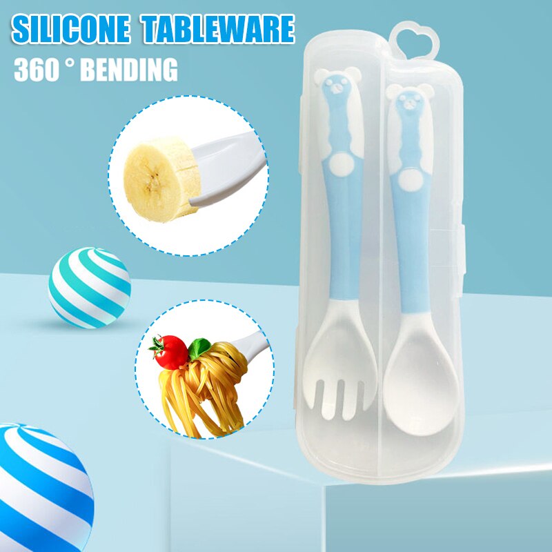 bébé cuillère fourchette ensemble alimentaire flexion alimentation coude formation torsion vaisselle pliable MD88