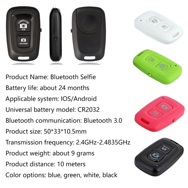 Black Mini Wireless Remote Controller Bluetooth Selfie Camera Shutter For Mobile Phone