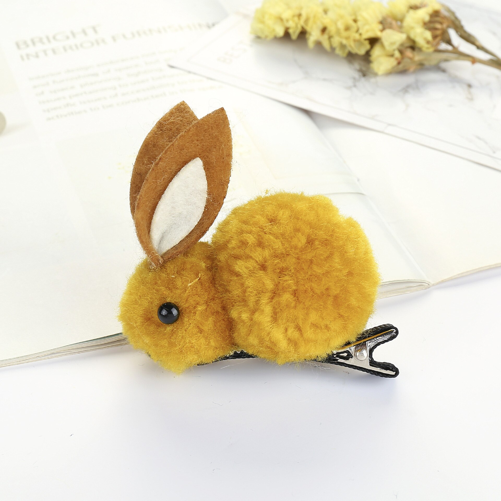 Bracelet caoutchouc lapin pour enfants 5 couleurs | Joli bracelet caoutchouc pour filles, corde pour tête, accessoires pour cheveux, anneau à cheveux, épingle à cheveux, bijoux de coiffure: yellow