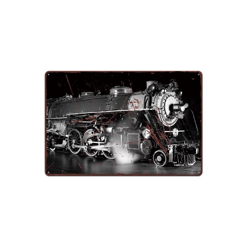 Vintage metalen bord met trein, treinplaatje, metalen vintage pub, grappig blikken bord, wanddecoratie voor bar, pub, club, borden: 4