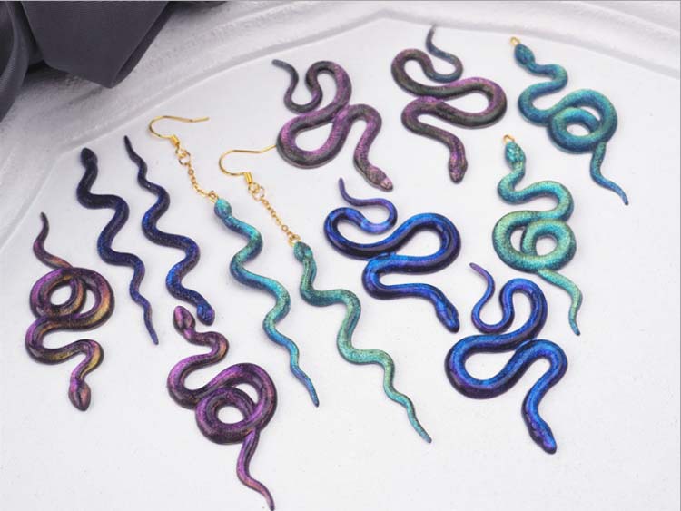 Molde de resina de silicona con forma de cabeza de serpiente para niñas, accesorios para llaveros, manualidades, de navidad