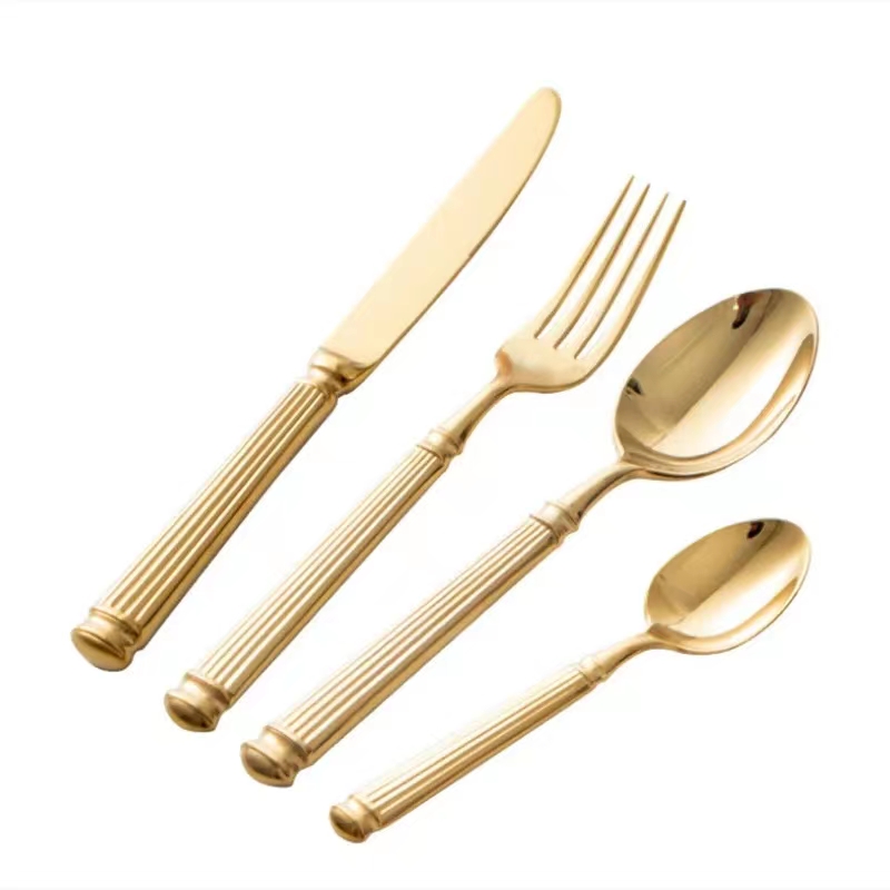 Europe Silver Luxury Cutlery Set 18/10 Stainless Steel Creativity Roman Column Flatware 304
