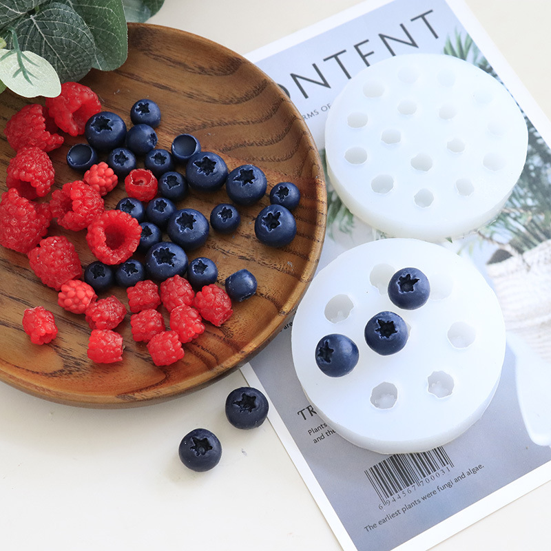 Nuova simulazione candela di frutta stampo in silicone 3D mirtillo lampone a forma di fondente stampo fai da te cioccolato stampo da forno strumento di decorazione della torta