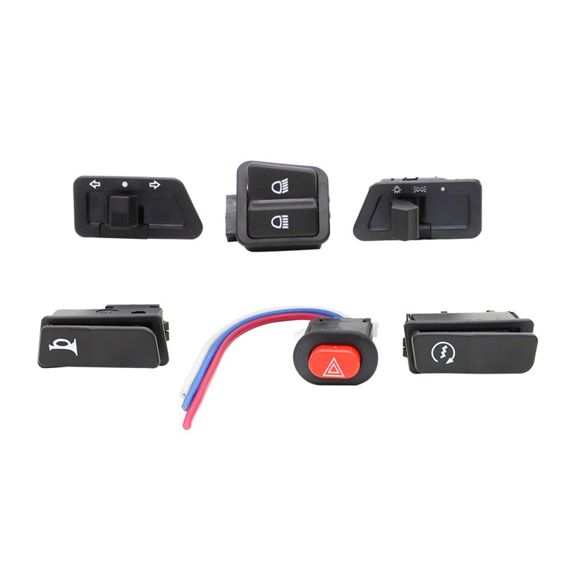 Botones de interruptores para Scooter GY6 50cc 125Ccc150cc Vento Tao, luz de cabeza, bocina, atenuador, arranque de giro, botón de interruptor único, 6 uds.