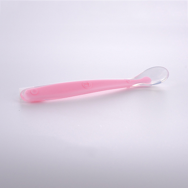 Cucharas de alimentación de silicona suave para niños, cuchara infantil de seguridad, herramientas de vajilla de retales: Pink