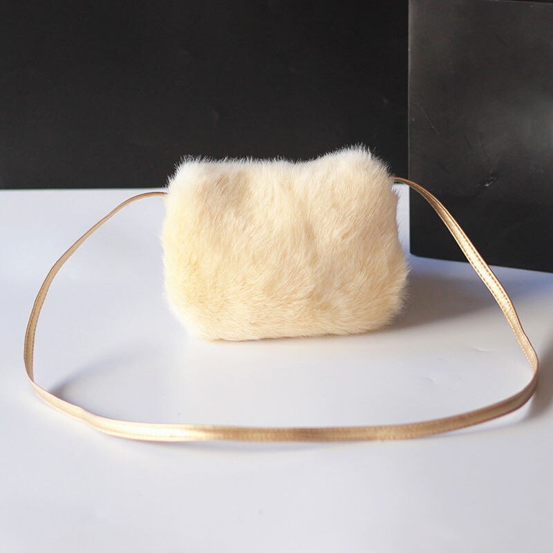 Children Furry Now Bags Warmly Girls Cross Body Mini Purse Bowknot Artificial Fur Bag Kids Birthday