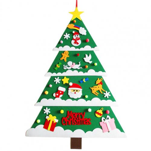 1 Set Felt Christmas Tree with Decoration Accessories Easy to Stick Detachable DIY Felt Christmas Tree Set for Kids Xmas: Default Title