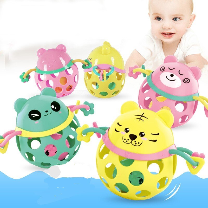 Baby Rattle Intelligence Hand Grab Ball Toy Animal Soft Gum Tooth Ring Baby 0-12 Months Sound Soft Infant Toddler Toys