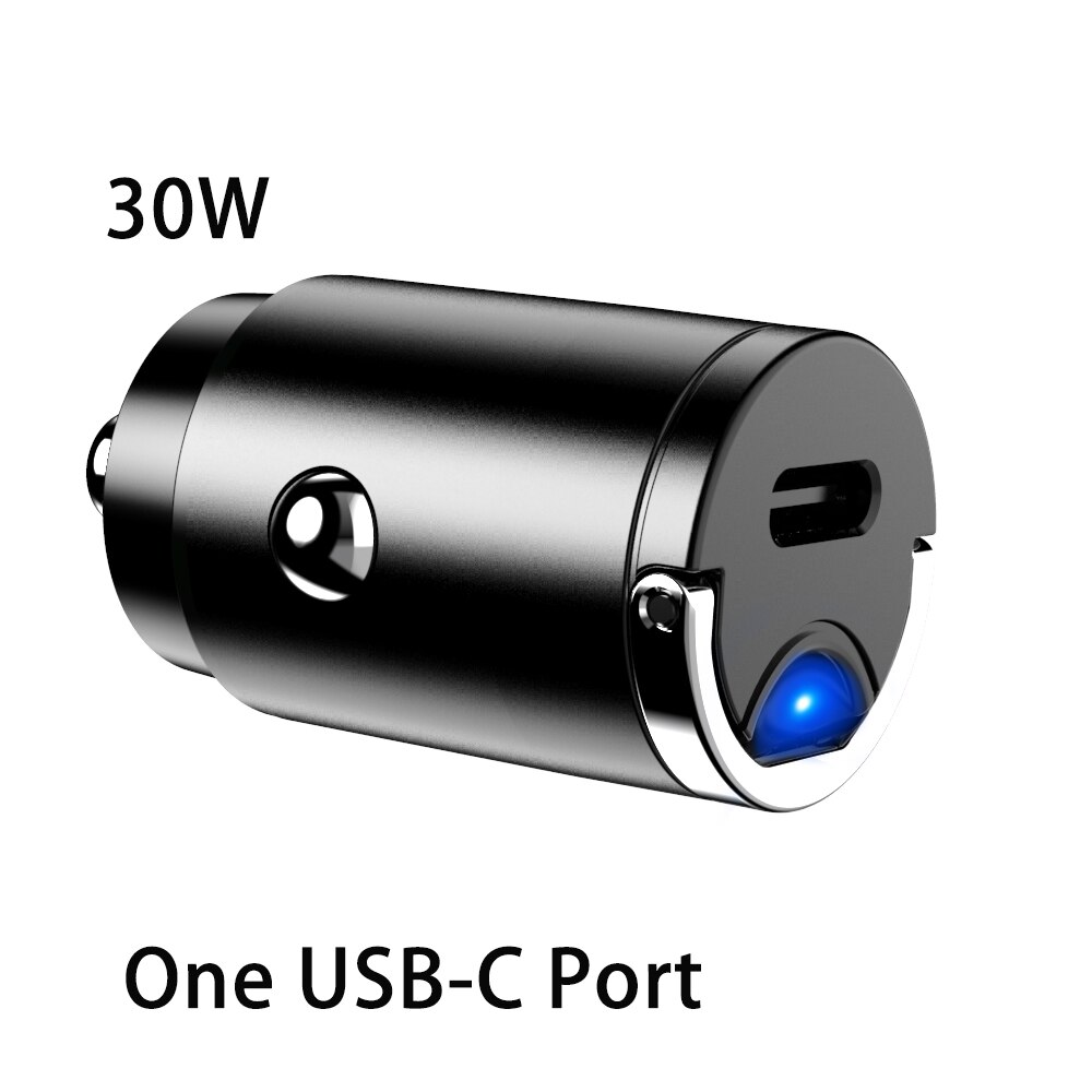 Dual USB-C Mini Autolader PD3.0 Pps Fast Charger Voor Iphone 12 11 Pro Max X Xs Xr Galaxy Note 10 S20 30W Met Dual USB-C Poort: 30W 1C