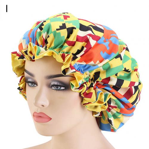 Frauen Afrikanische Blumen- drucken Satin- Nacht Schlaf Motorhaube Hütte Haarpflege Kappe Kopf wickeln Große Kopf Tragen Damen Headwrap Haar pflege Hütte: I