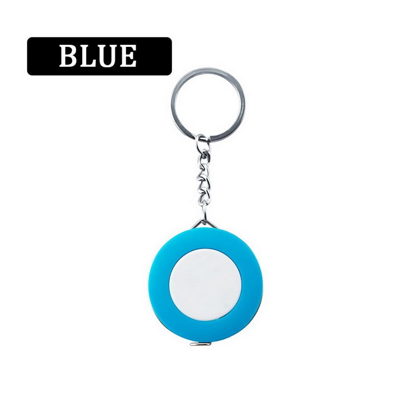Snoepkleurige draagbare sleutelhanger meetlint 1.5 meter lengte kledingmaat meetlint kleine meetlint: Blauw