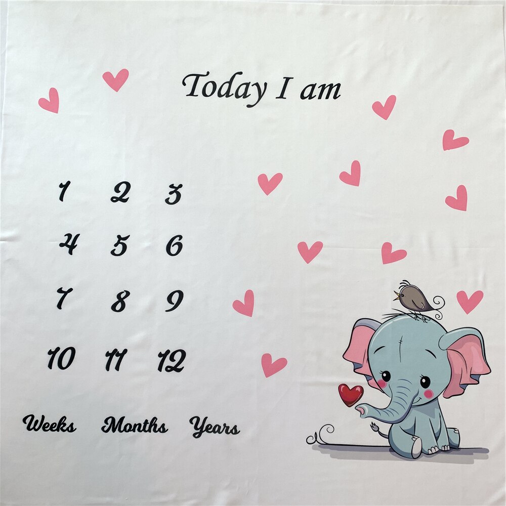 Couverture de bébé tapis de jeu toile de fond éléphant dessin animé nordique anniversaire Photo arrière-plan accessoires