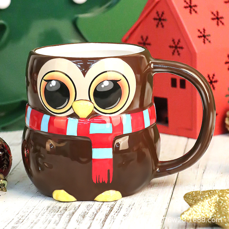 Najnowszy popularny kubek Świętego Mikołaja kubek ceramiczny pudełko upominkowe z kreskówkową ręcznie rysowany prezent 3D kreatywny kubek świąteczny prezent świąteczny: Różowy