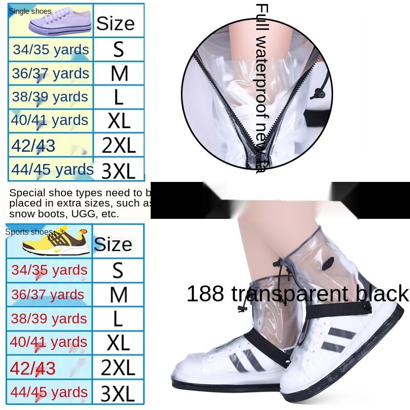 Copriscarpe impermeabili copriscarpe antipioggia riutilizzabili antiscivolo per Sport all&#39;aria aperta con copriscarpe interne resistenti all&#39;acqua: TRANSPARENT / M