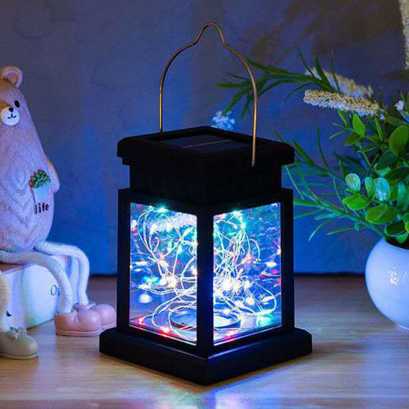 TOTHDATE 1 stuks mozaïeklamp op zonne-energie, voor buiten, aan/uit glas, mozaïek, hangend licht, zonne-lantaarn, tafellamp, IP65 waterdicht, voor