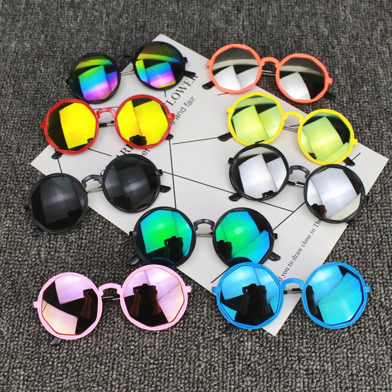 Korean Kids Children Colorful Sunglasses Round Reflective Glasses Baby Children UV400 Sport Sunglasses Toys Accessories