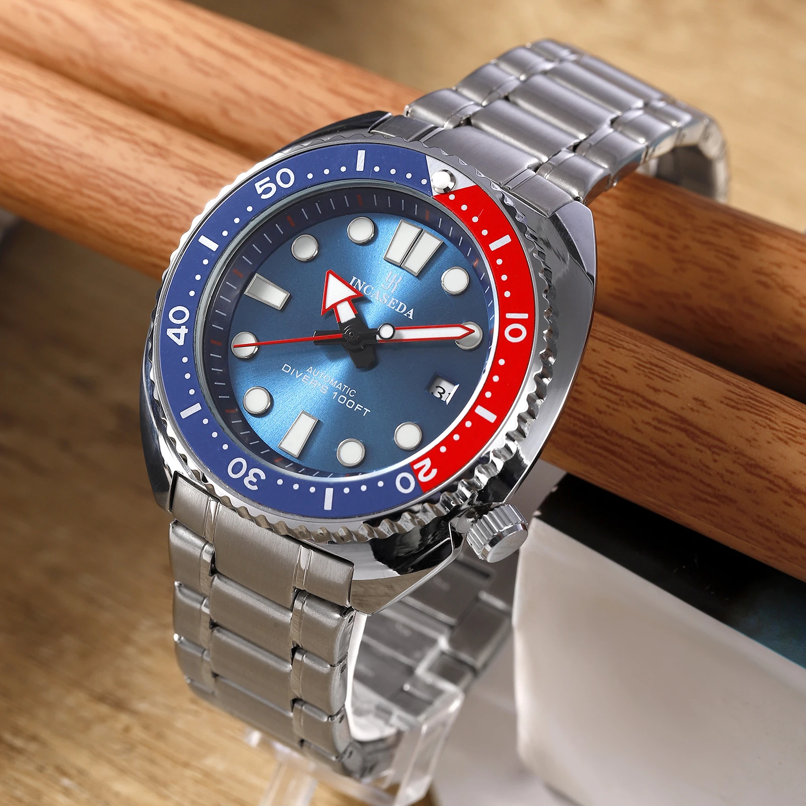 Nieuw INCASEDA topmerk luxe mode heren zakelijk horloge super lichtgevend automatisch mechanisch herenhorloge