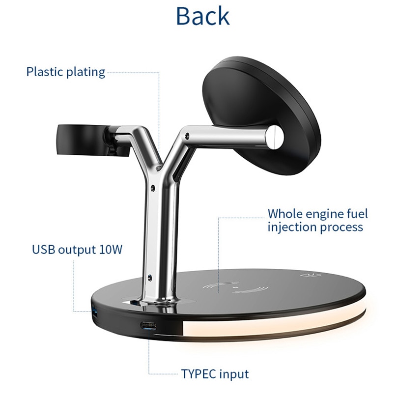3-in-1 Magnetic Wireless Charger - 15W Fast Charging Station for iPhone 12 Series, Apple Watch & AirPods Pro