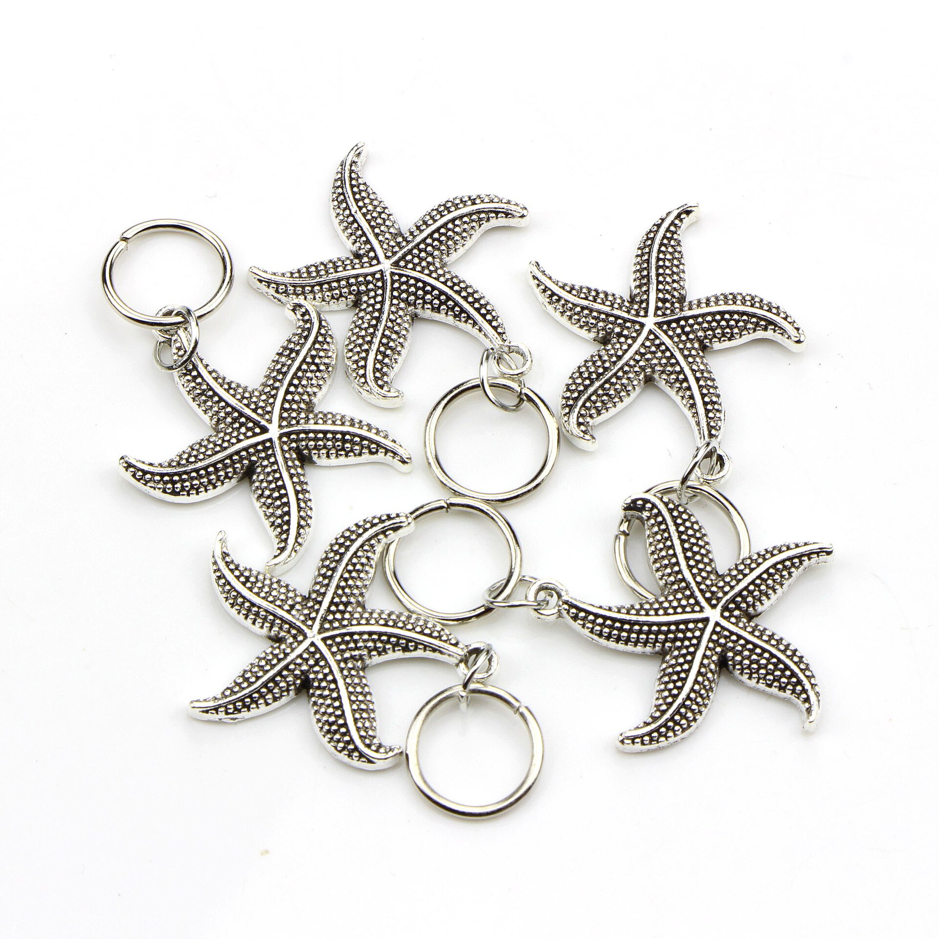 50 stk/pak sølv skildpaddeskal ocean charms hår fletning dreadlock perler clips manchetter ringe smykker dreadlock tilbehør