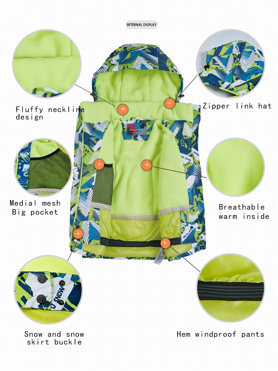 Kids Ski Jas Winter Kinderen Winddicht Waterdicht Super Warm Ski Kleding Jongens Sneeuw Jas Meisjes Winter Snowboard Jas Venee