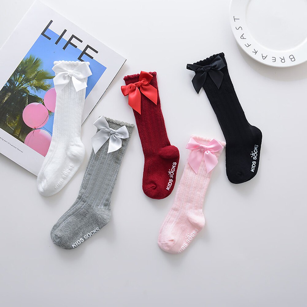 Leuke Baby Meisjes Sokken Knie Hoge Bogen Kids Peuter Sokken Lange Buis Sok Warme Sokken